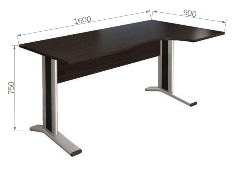 Офисная мебель для персонала Монолит КМ64 Стол кривол. на м/к (правый)