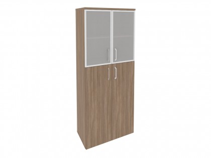 Офисная мебель ONIX O.ST-1.7R Шкаф высокий широкий (2 средних фасада ЛДСП + 2 низких фасада стекло в раме)