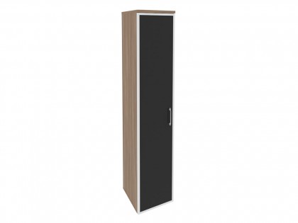 Офисная мебель ONIX O.SU-1.10R(L/R) black Шкаф высокий узкий (1 высокий фасад стекло лакобель в раме)