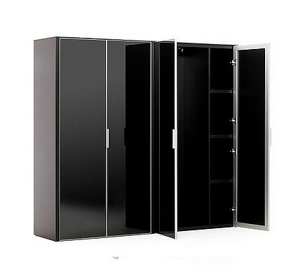 Кабинет премиум класса Positano GALA Шкаф для бумаг+гардероб, 4 двери стекло (черный)