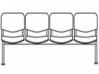 Кресло для конференц залов Стандарт мод.СМ83 4-х местная секция (велюр SANREMO) черн.муар